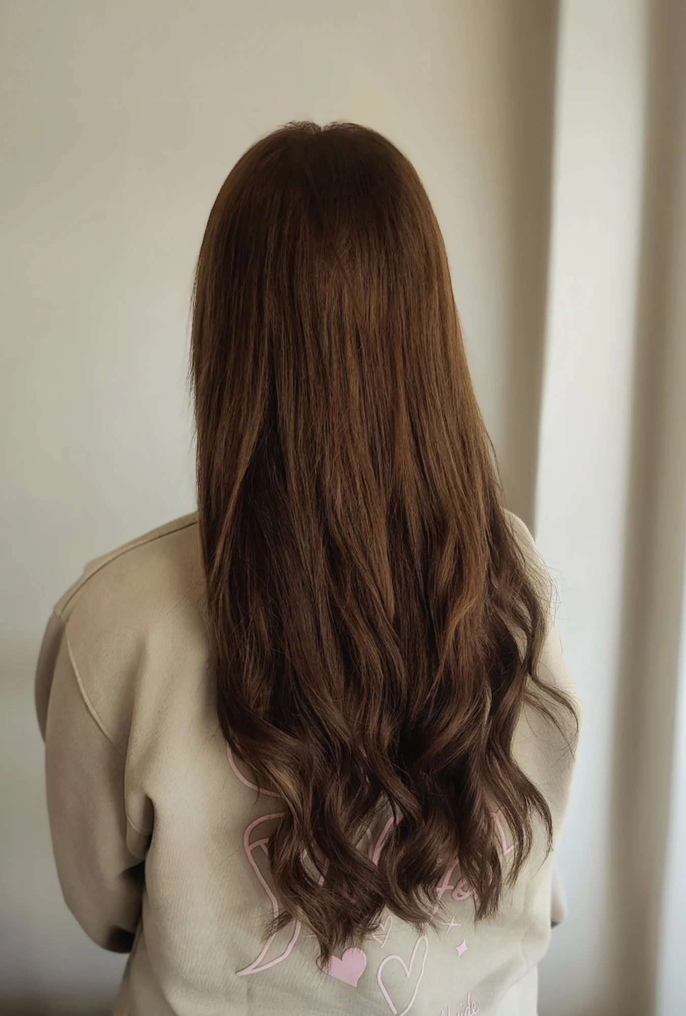 Long brunette extension finish