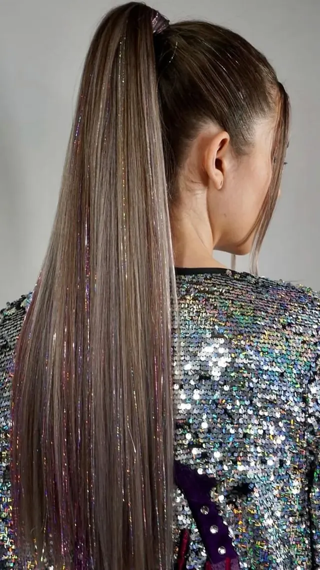 Ponytail with subtle shimmer strands