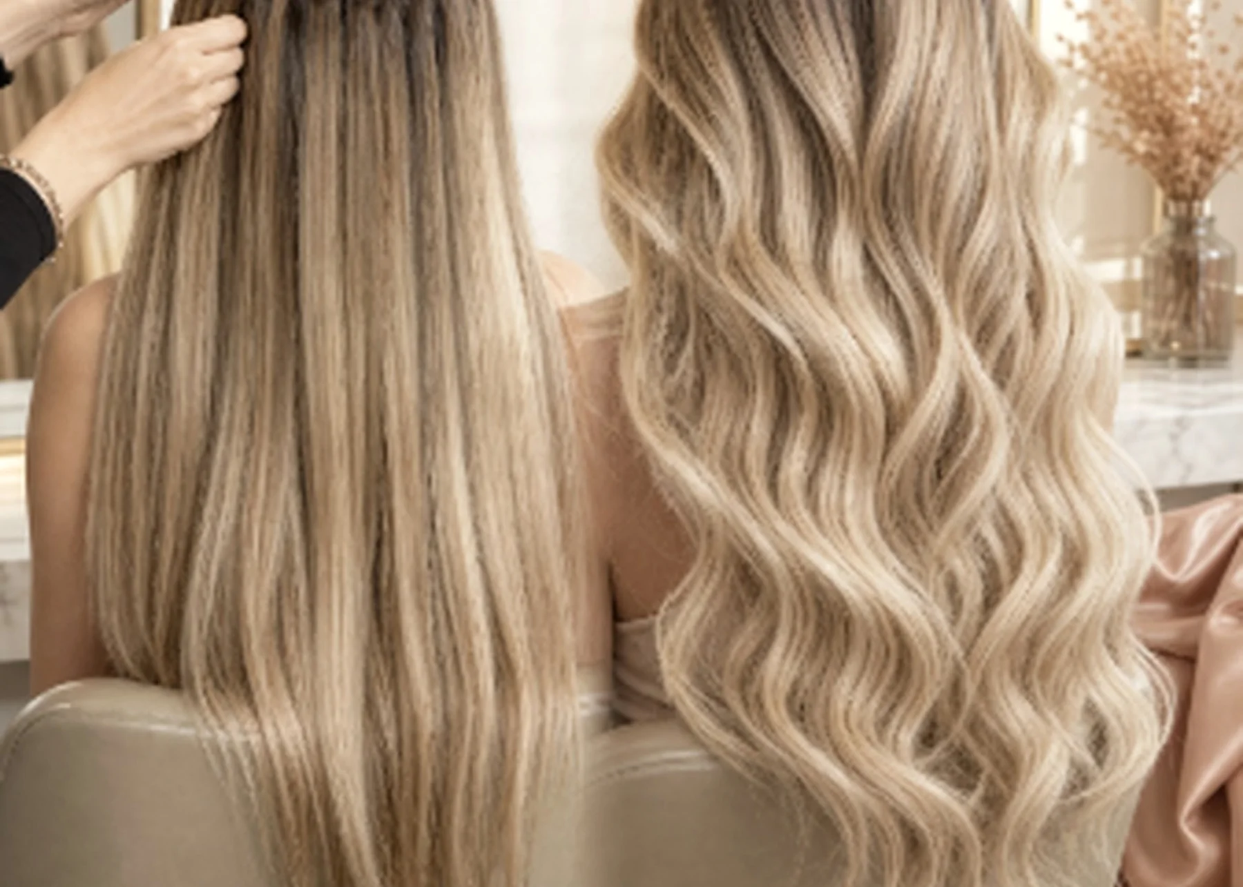 Long hair after a premium extension transformation